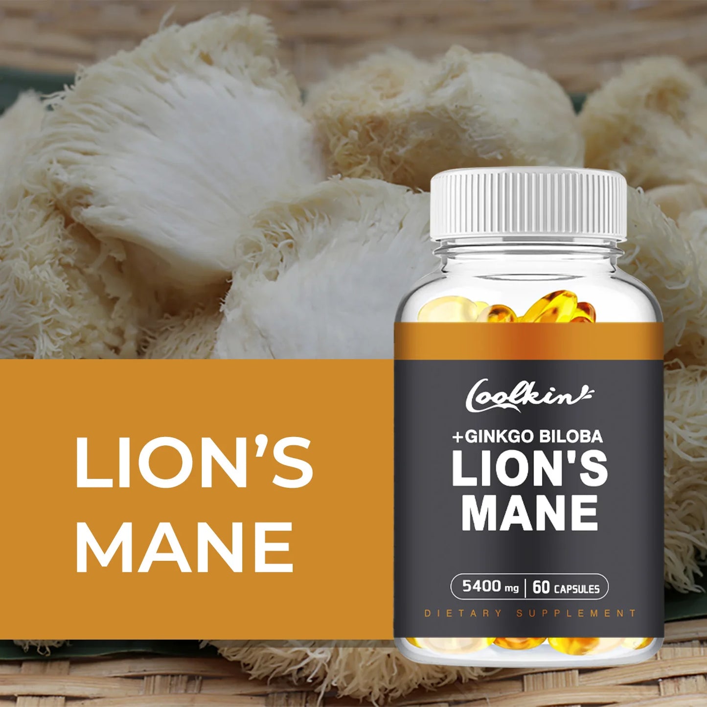 Lion's Mane Mushroom - Enhance Brain Function, Improve Memory & Cognition, Improve Mood, and Sleep Health - 60 Capsules