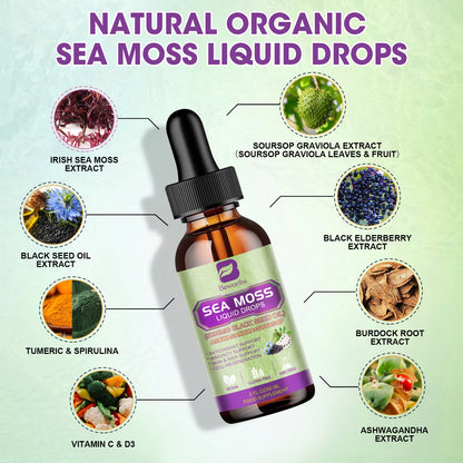 Sea MOSS & Soursop Graviola Extract Drops Support Immunity and Kidney Health, Promote Digestion and Antioxidation
